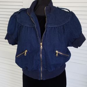 Jacket, blue ljean cropped